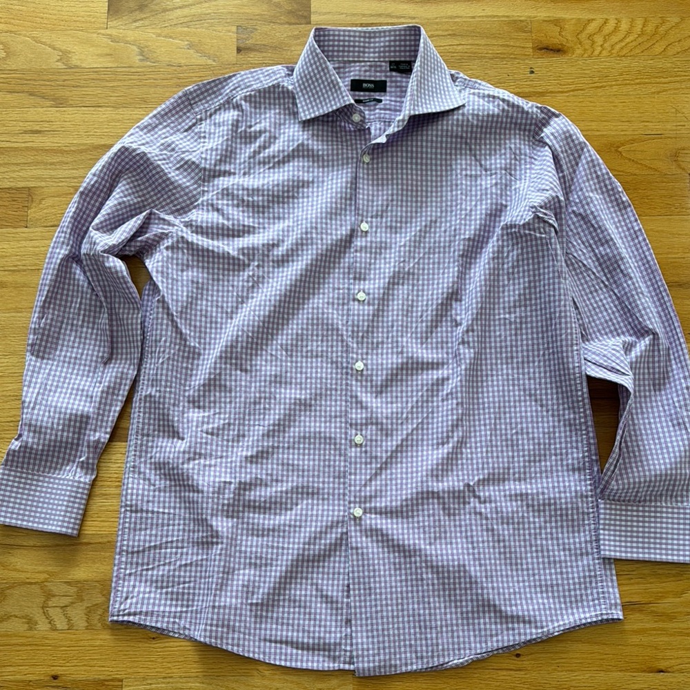 Men's Purple Checkered Dress Shirt